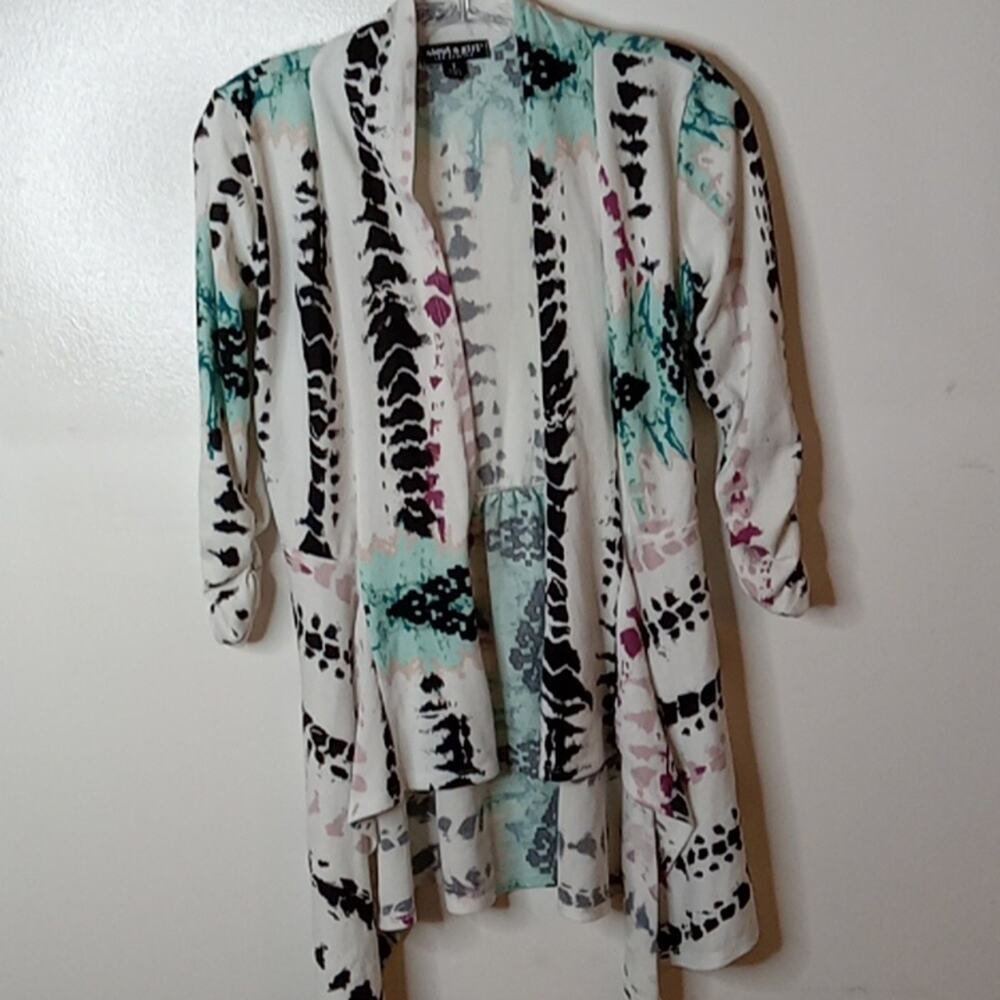 about a girl Womens Art to Wear Open front Small Sweater. Office, Career, Comfy.